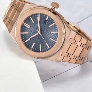 Stainless Steel Rose Gold Blue Dial 41mm